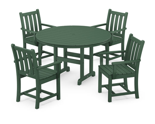 POLYWOOD Traditional Garden 5-Piece Round Farmhouse Dining Set in Green image