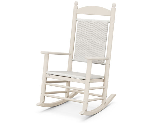 POLYWOOD Jefferson Woven Rocking Chair in Sand / White Loom image