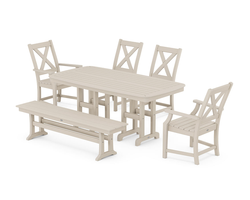 POLYWOOD Braxton 6-Piece Dining Set with Bench in Sand