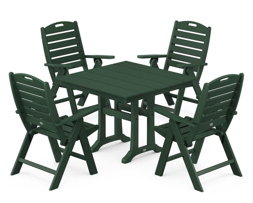 POLYWOOD Nautical Highback 5-Piece Farmhouse Trestle Dining Set in Green image