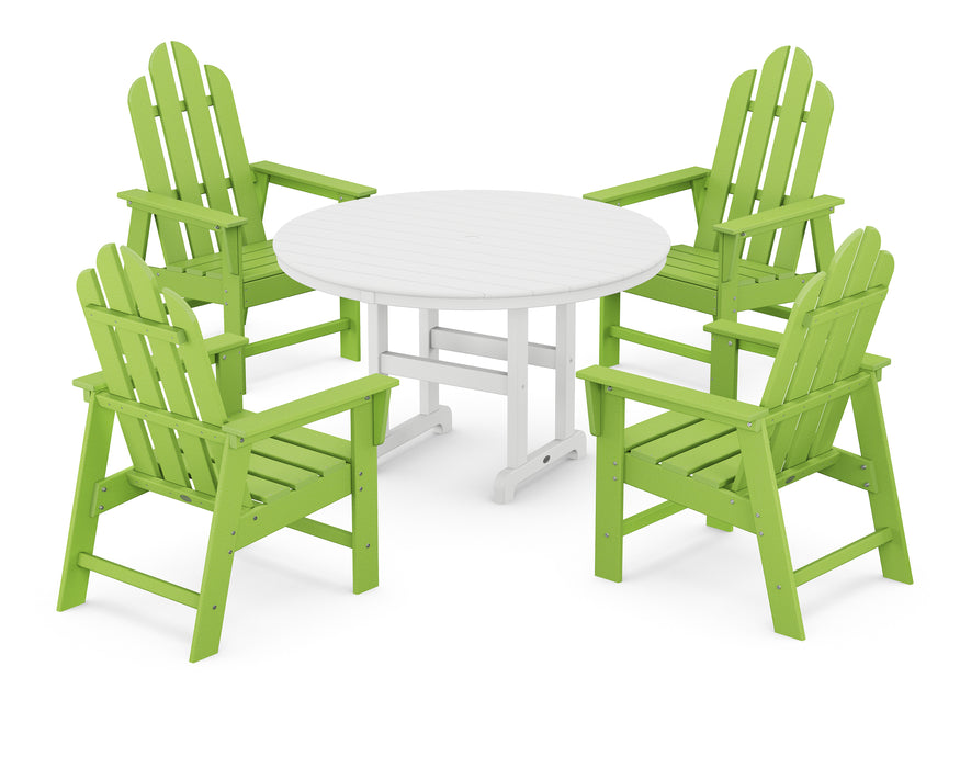 POLYWOOD Long Island 5-Piece Round Farmhouse Dining Set in Lime