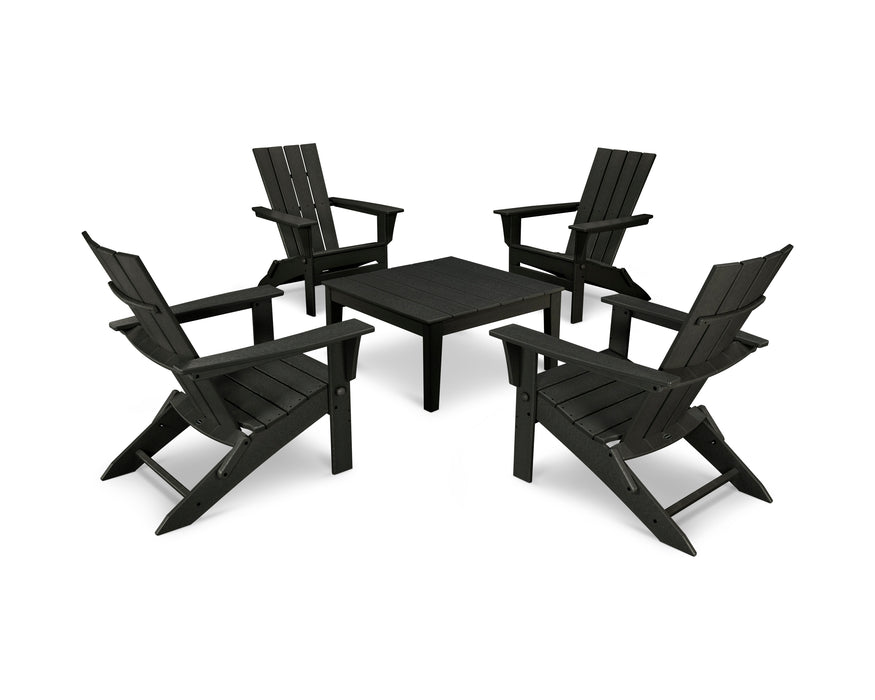 POLYWOOD Quattro 5-Piece Conversation Set in Black