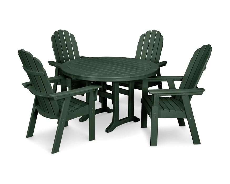 POLYWOOD Vineyard Curveback Adirondack 5-Piece Nautical Trestle Dining Set in Green