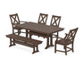 POLYWOOD Braxton 6-Piece Farmhouse Dining Set With Trestle Legs in Mahogany image