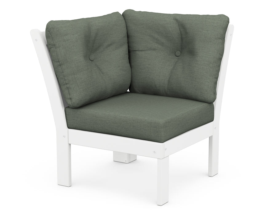 POLYWOOD Vineyard Modular Corner Chair in White / Cast Sage