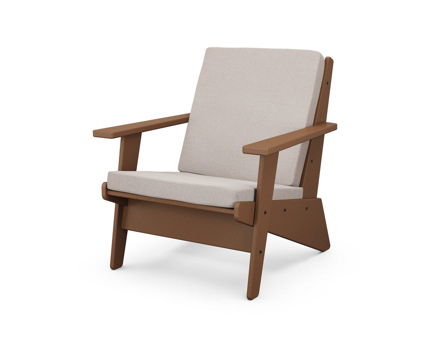 POLYWOOD Riviera Modern Lounge Chair in Teak / Dune Burlap image