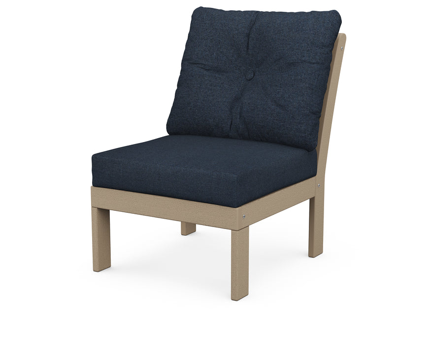 POLYWOOD Vineyard Modular Armless Chair in Vintage Sahara / Marine Indigo