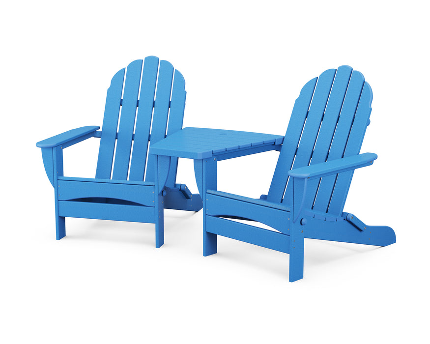 POLYWOOD Classic Oversized Adirondacks with Angled Connecting Table in Pacific Blue