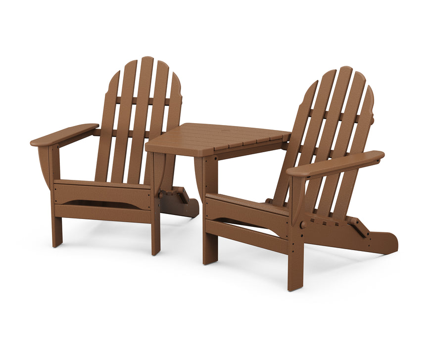 POLYWOOD Classic Folding Adirondacks with Angled Connecting Table in Teak