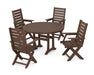 POLYWOOD Captain 5-Piece Round Dining Set with Trestle Legs in Mahogany image