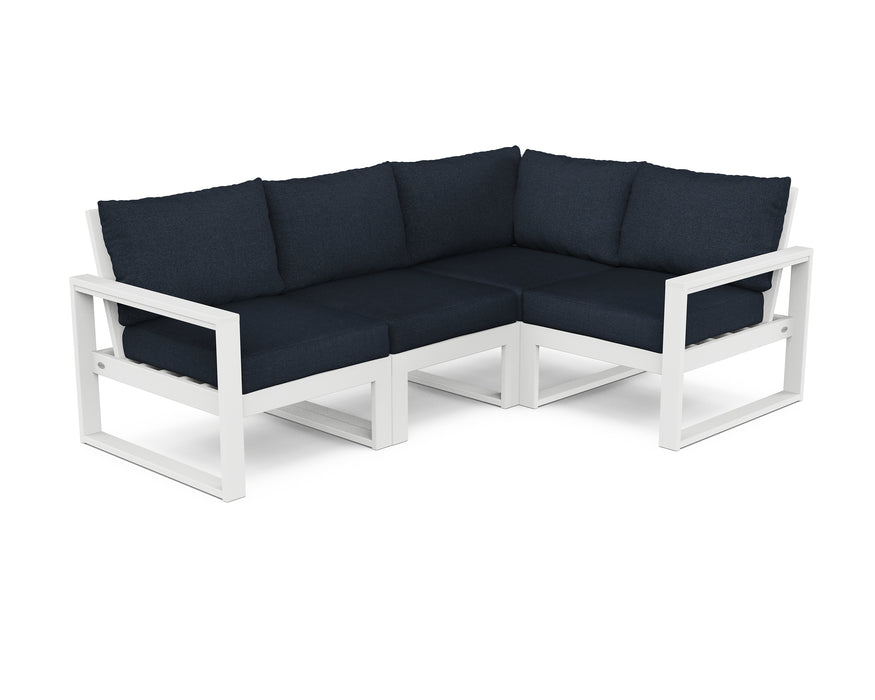 POLYWOOD EDGE 4-Piece Modular Deep Seating Set in White / Marine Indigo image