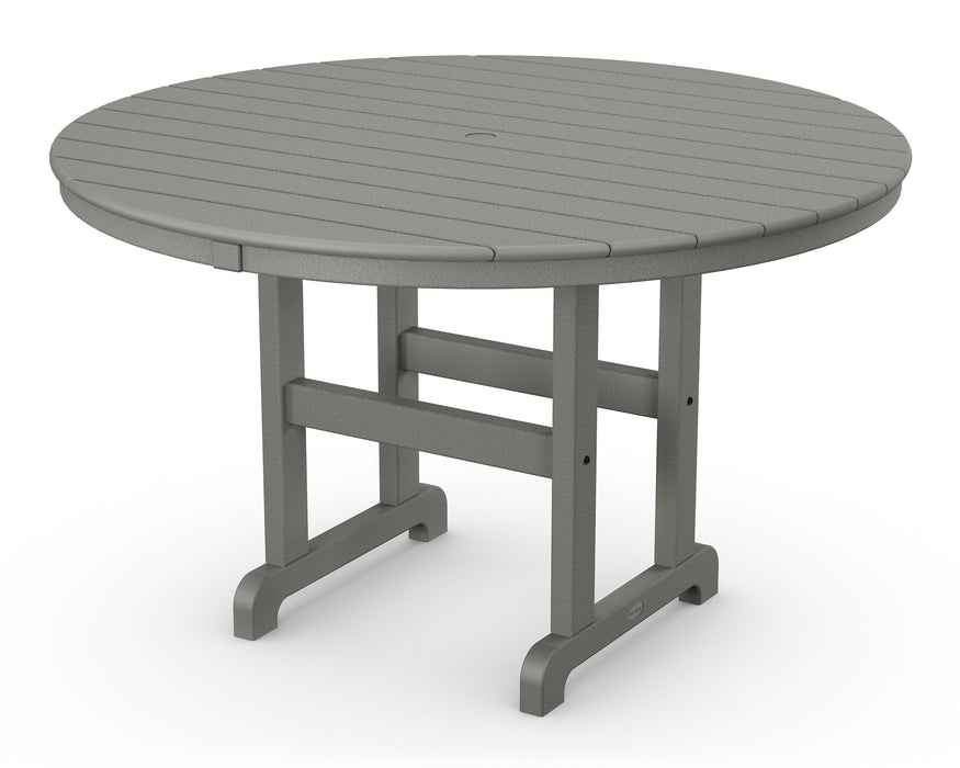 POLYWOOD 48" Round Farmhouse Dining Table in Slate Grey