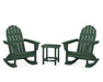 POLYWOOD Vineyard 3-Piece Adirondack Rocking Chair Set with South Beach 18" Side Table in Green image