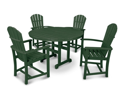 POLYWOOD Palm Coast 5-Piece Round Farmhouse Dining Set in Green image