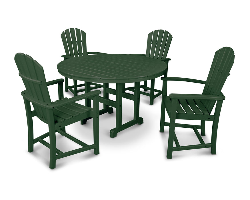 POLYWOOD Palm Coast 5-Piece Round Farmhouse Dining Set in Green