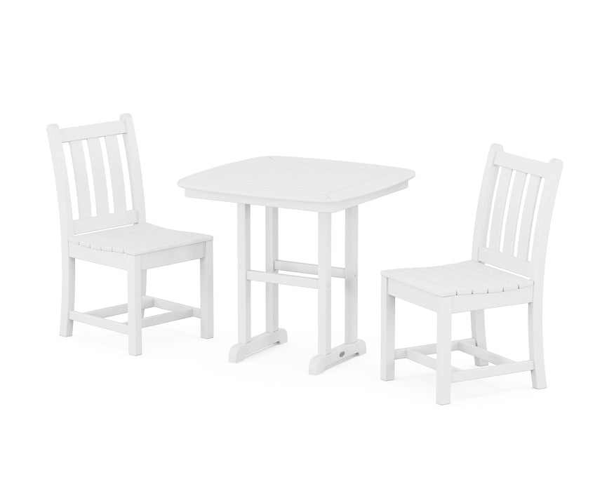 POLYWOOD Traditional Garden Side Chair 3-Piece Dining Set in White