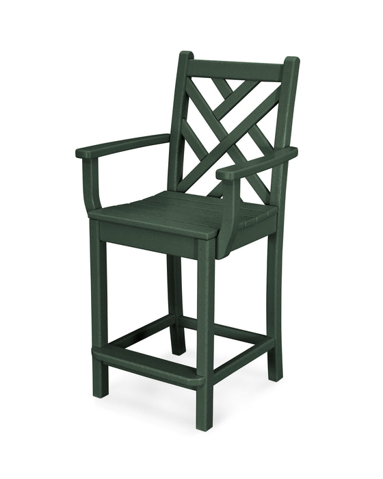 POLYWOOD Chippendale Counter Arm Chair in Green