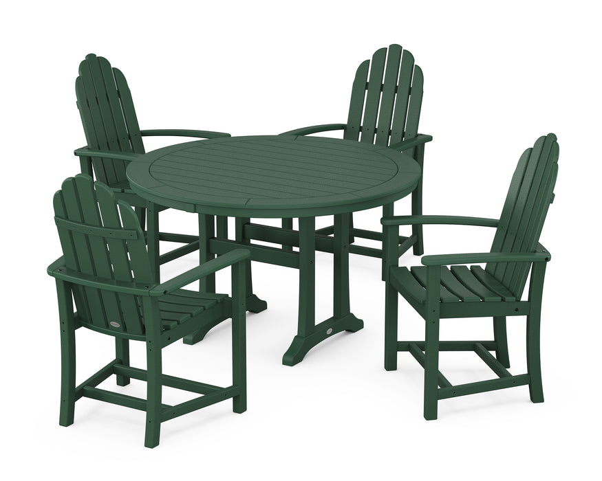 POLYWOOD Classic Adirondack 5-Piece Round Dining Set with Trestle Legs in Green image