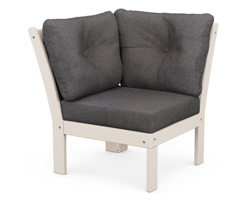 POLYWOOD Vineyard Modular Corner Chair in Sand / Ash Charcoal