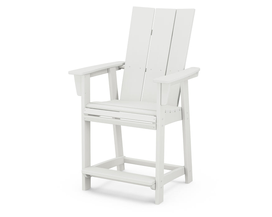 POLYWOOD Modern Curveback Adirondack Counter Chair in Vintage White