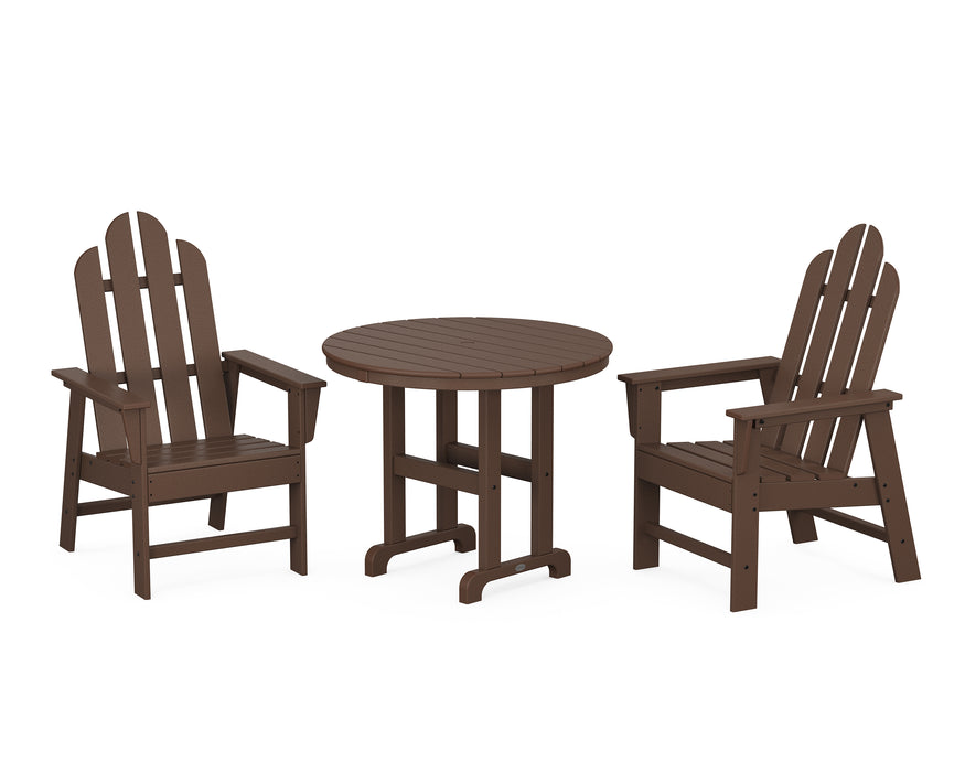 POLYWOOD Long Island 3-Piece Round Dining Set in Mahogany