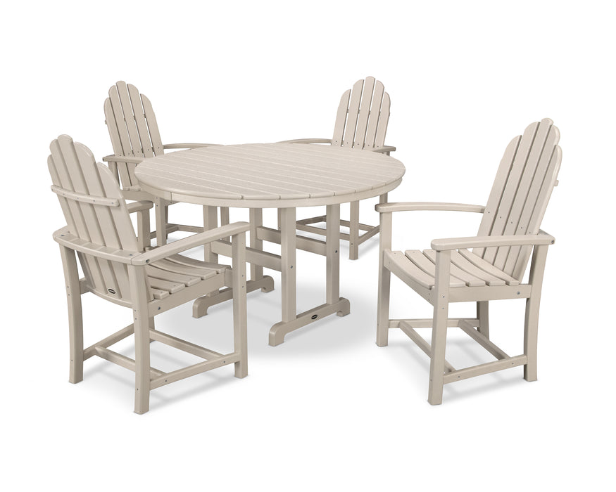 POLYWOOD Classic Adirondack 5-Piece Round Farmhouse Dining Set in Sand image