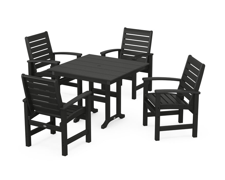 POLYWOOD Signature 5-Piece Farmhouse Dining Set in Black image