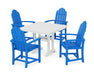 POLYWOOD Classic Adirondack 5-Piece Farmhouse Dining Set With Trestle Legs in Pacific Blue / White image