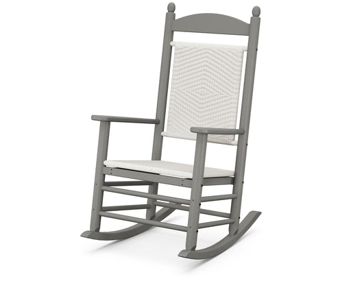 POLYWOOD Jefferson Woven Rocking Chair in Slate Grey / White Loom image
