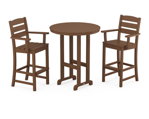 POLYWOOD Lakeside 3-Piece Round Bar Arm Chair Set in Teak image