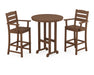 POLYWOOD Lakeside 3-Piece Round Bar Arm Chair Set in Teak image