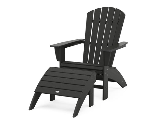 POLYWOOD Nautical Curveback Adirondack Chair 2-Piece Set with Ottoman in Black image