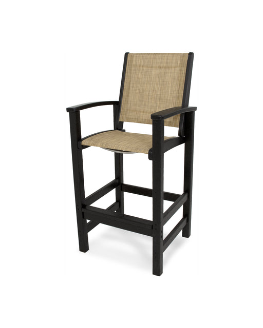 POLYWOOD Coastal Bar Chair in Black / Burlap Sling image