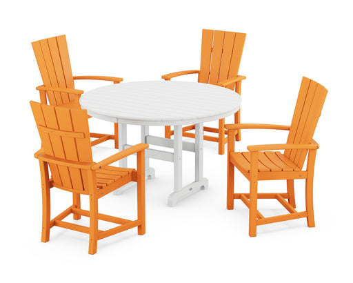 POLYWOOD Quattro 5-Piece Round Farmhouse Dining Set in Tangerine image