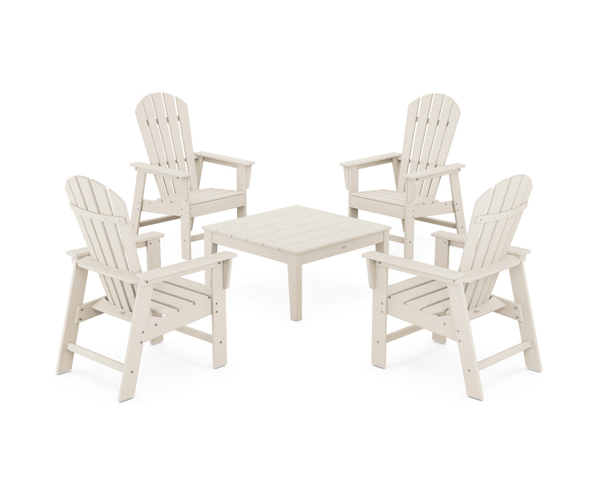 POLYWOOD 5-Piece South Beach Casual Chair Conversation Set with 36" Conversation Table in Sand image