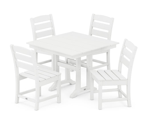 POLYWOOD Lakeside 5-Piece Farmhouse Trestle Side Chair Dining Set in White image