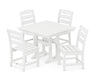 POLYWOOD Lakeside 5-Piece Farmhouse Trestle Side Chair Dining Set in White image