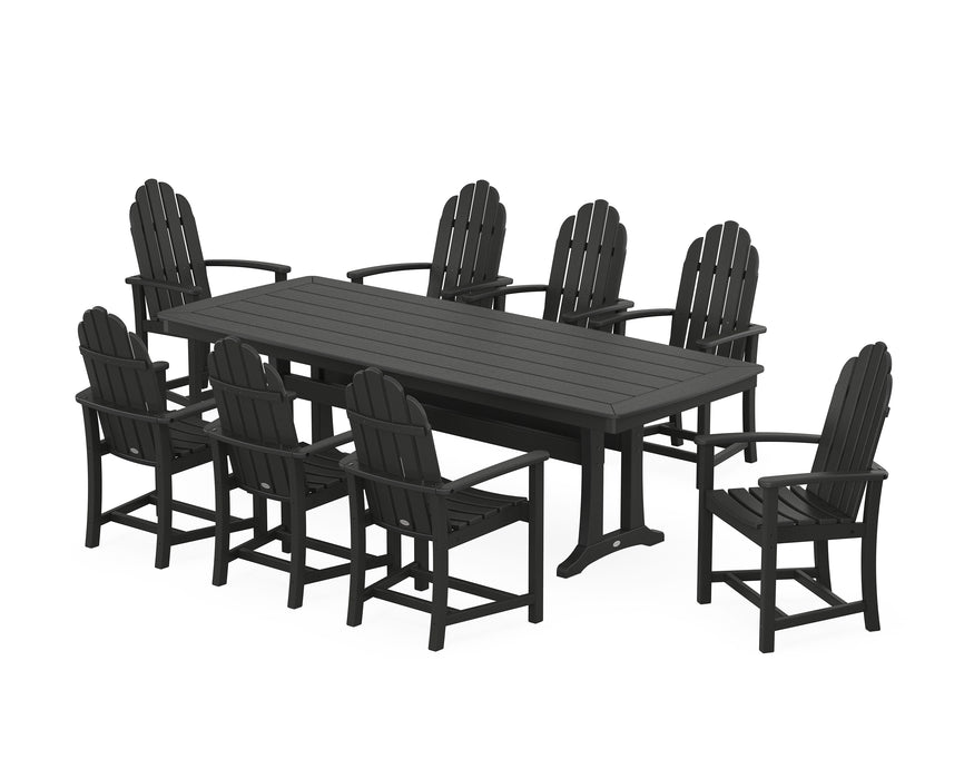 POLYWOOD Classic Adirondack 9-Piece Dining Set with Trestle Legs in Black image