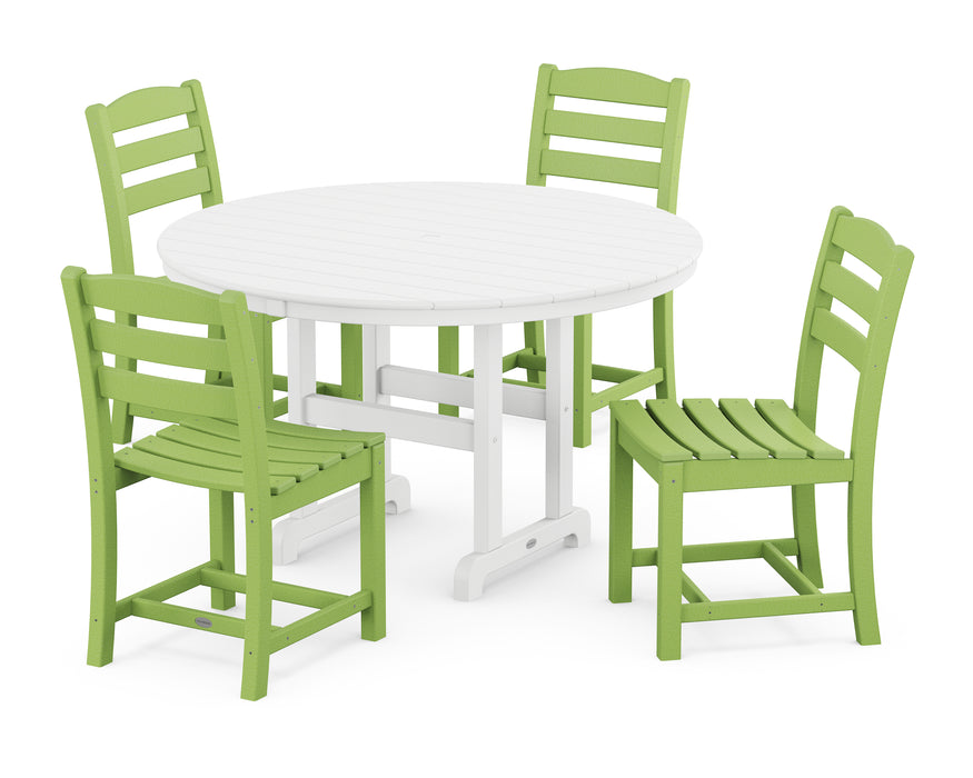 POLYWOOD La Casa Cafe Side Chair 5-Piece Round Farmhouse Dining Set in Lime