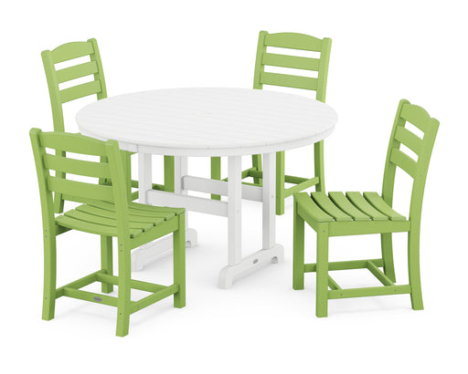 POLYWOOD La Casa Cafe Side Chair 5-Piece Round Farmhouse Dining Set in Lime image