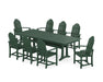 POLYWOOD Classic Adirondack 9-Piece Farmhouse Dining Set with Trestle Legs in Green image