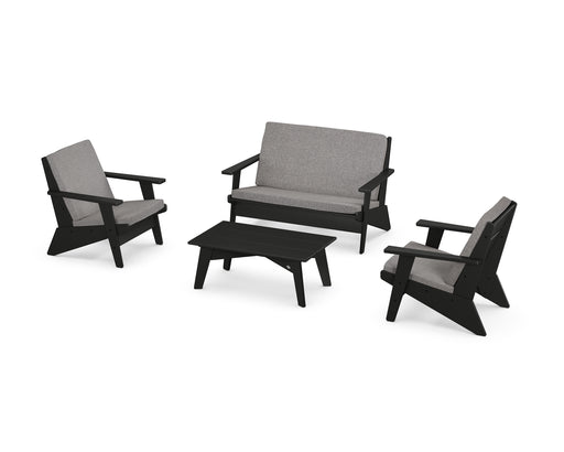 POLYWOOD Riviera Modern Lounge 4-Piece Set in Black / Grey Mist image