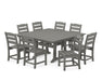 POLYWOOD Lakeside 9-Piece Farmhouse Trestle Dining Set in Slate Grey image