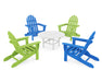 POLYWOOD Classic Folding Adirondack 5-Piece Conversation Group in Pacific Blue / Lime / White image