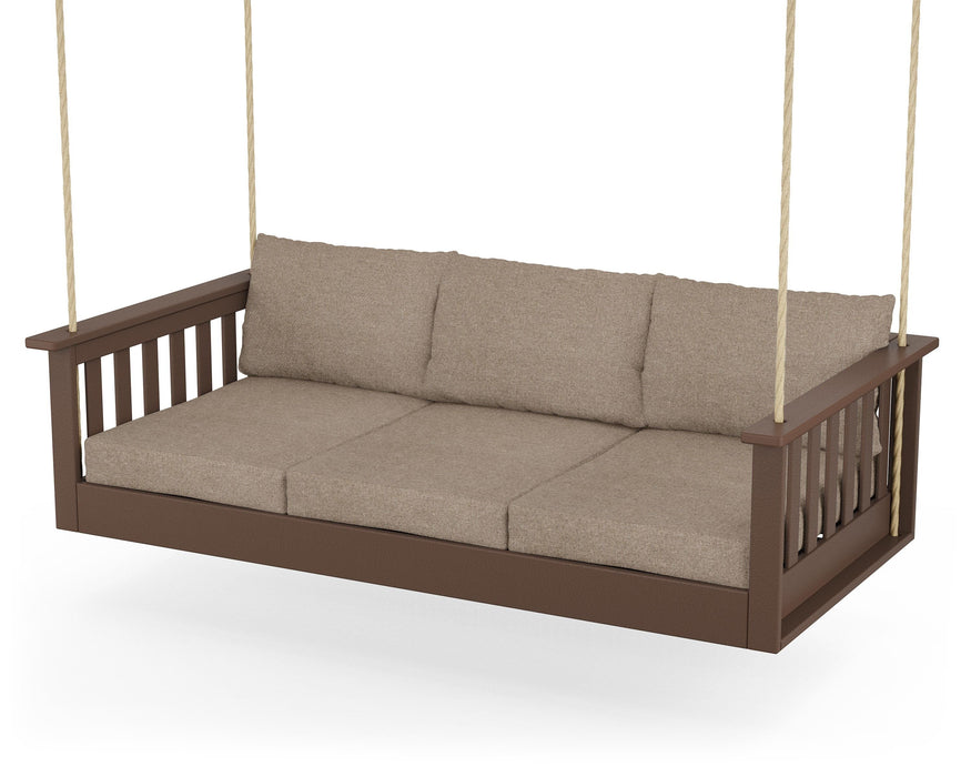 POLYWOOD Vineyard Daybed Swing in Mahogany / Spiced Burlap