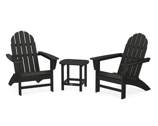 POLYWOOD Vineyard 3-Piece Adirondack Set with South Beach 18" Side Table in Black image