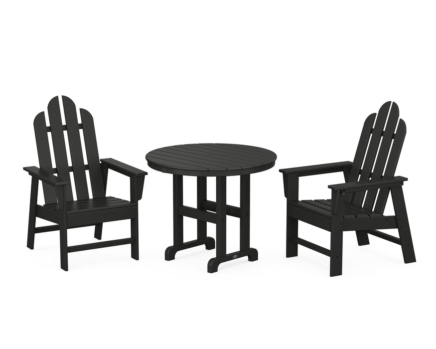 POLYWOOD Long Island 3-Piece Round Dining Set in Black