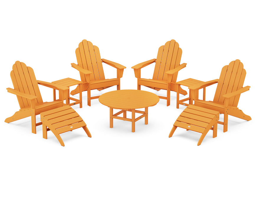 POLYWOOD Long Island Adirondack 9-Piece Conversation Group in Tangerine