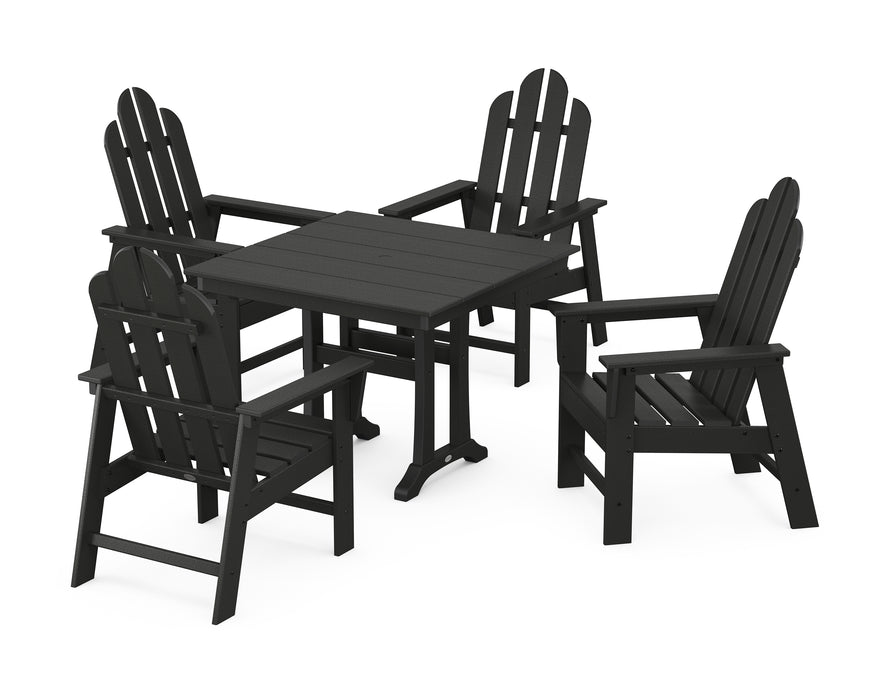 POLYWOOD Long Island 5-Piece Farmhouse Dining Set With Trestle Legs in Black