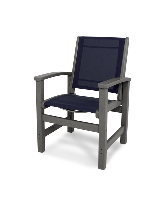 POLYWOOD Coastal Dining Chair in Slate Grey / Navy Blue Sling image